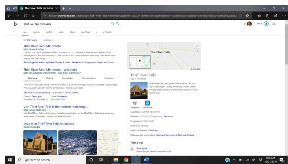 Community Search Engine Optimization Thief River Falls, MN Bing